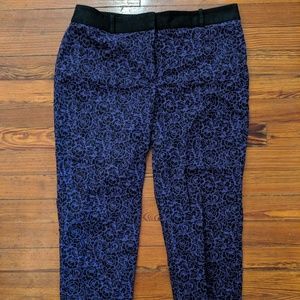LOFT Purple Crop Pants w/Black Flowers Sz 12